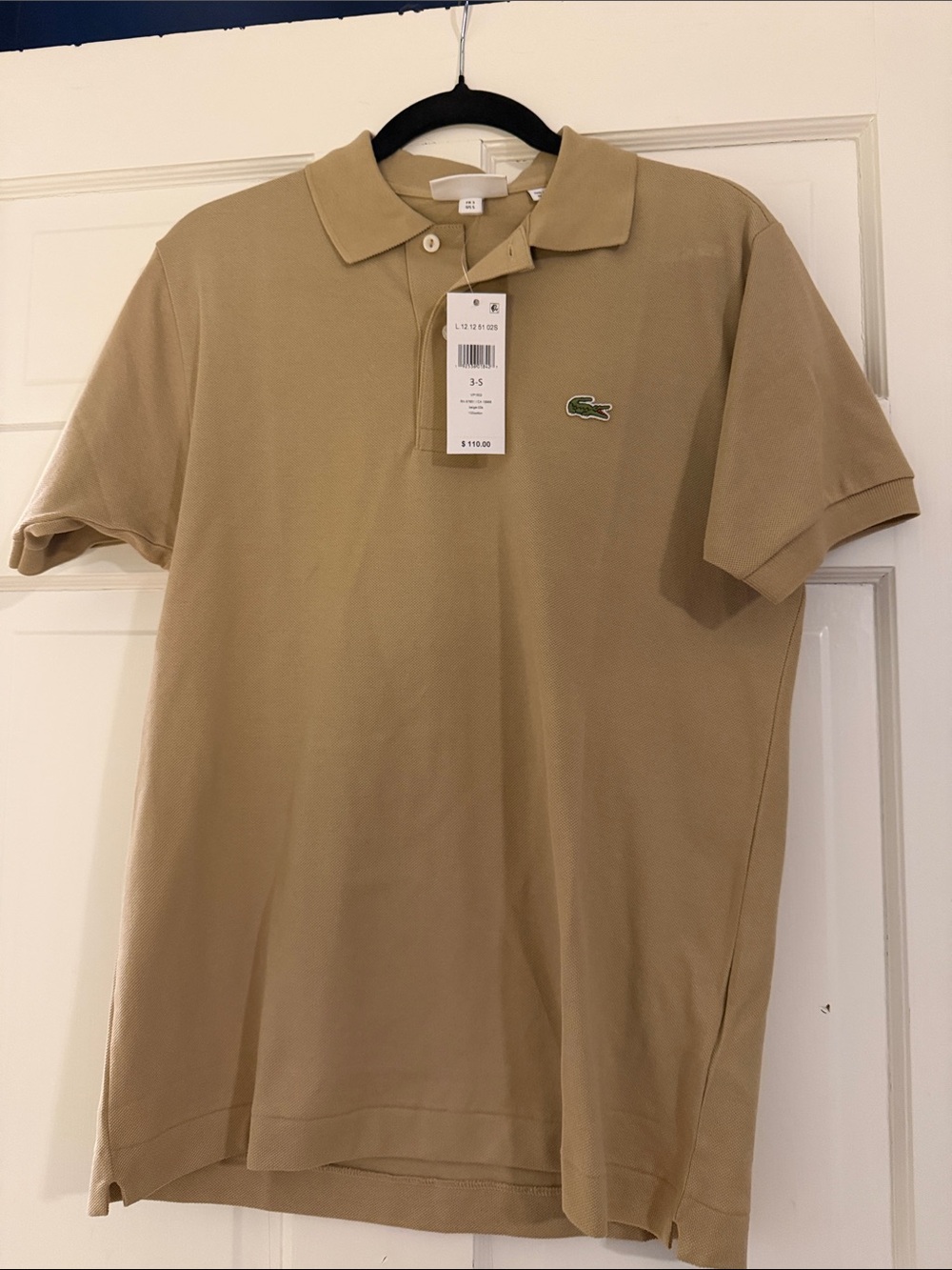 Lacoste Men’s Polo Shirt in Khaki with Green Crocodile Logo